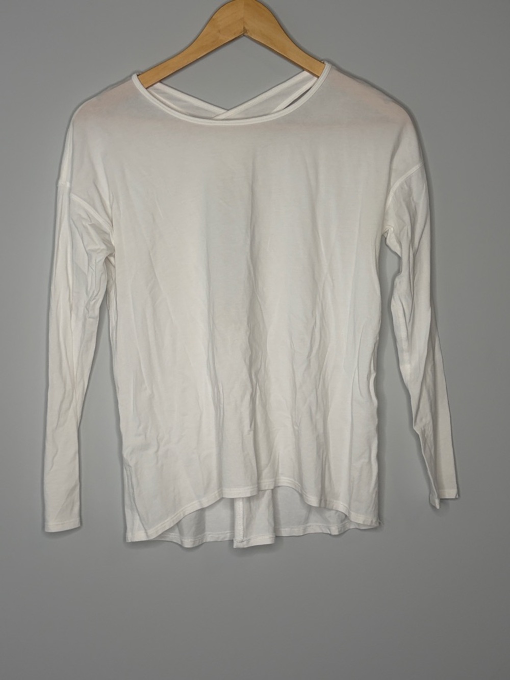 2 for $25 lululemon White Long-Sleeve Crew Top Cut Out and Cross Back Detail